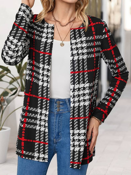 Alina | Women's Stylish Plaid Jacket | Long