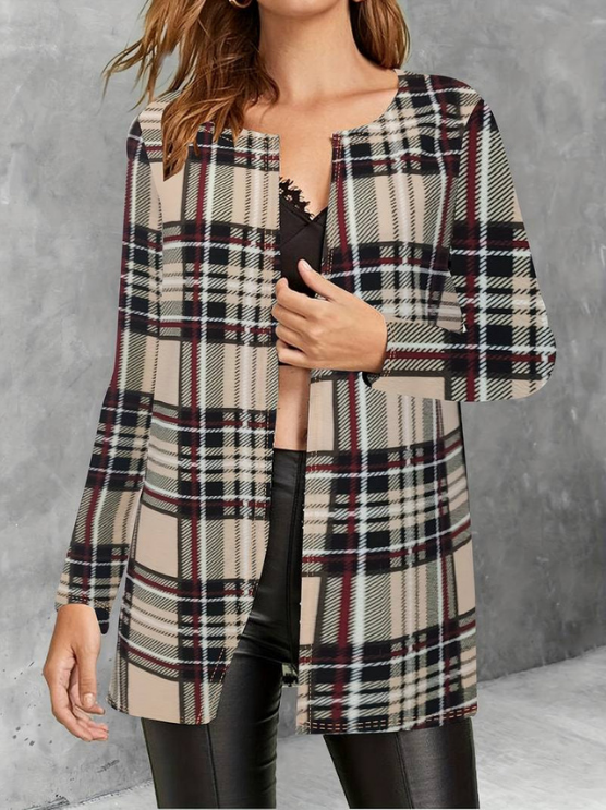 Alina | Women's Stylish Plaid Jacket | Long