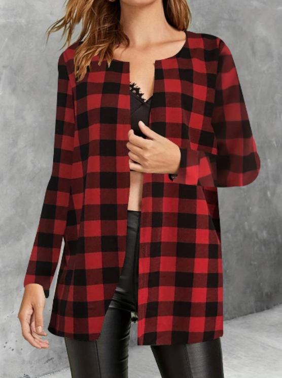 Alina | Women's Stylish Plaid Jacket | Long