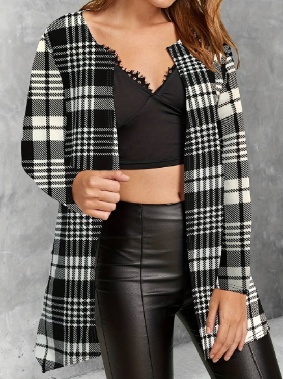 Alina | Women's Stylish Plaid Jacket | Long