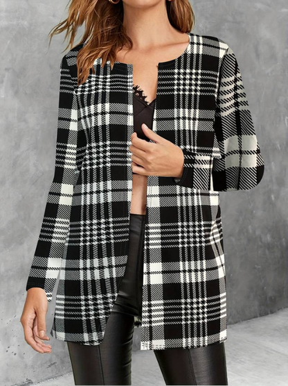 Alina | Women's Stylish Plaid Jacket | Long