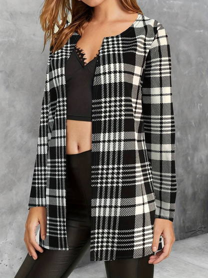 Alina | Women's Stylish Plaid Jacket | Long