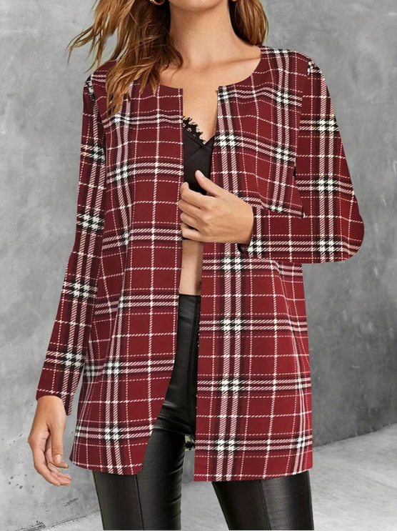 Alina | Women's Stylish Plaid Jacket | Long