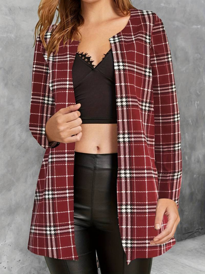 Alina | Women's Stylish Plaid Jacket | Long