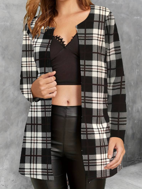 Alina | Women's Stylish Plaid Jacket | Long