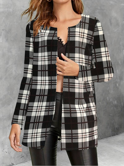 Alina | Women's Stylish Plaid Jacket | Long