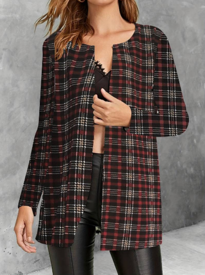 Alina | Women's Stylish Plaid Jacket | Long