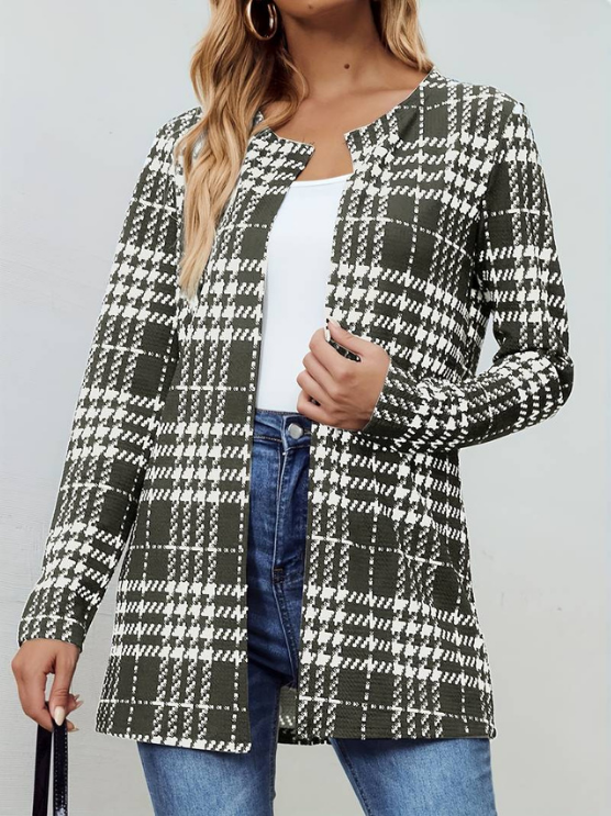 Alina | Women's Stylish Plaid Jacket | Long