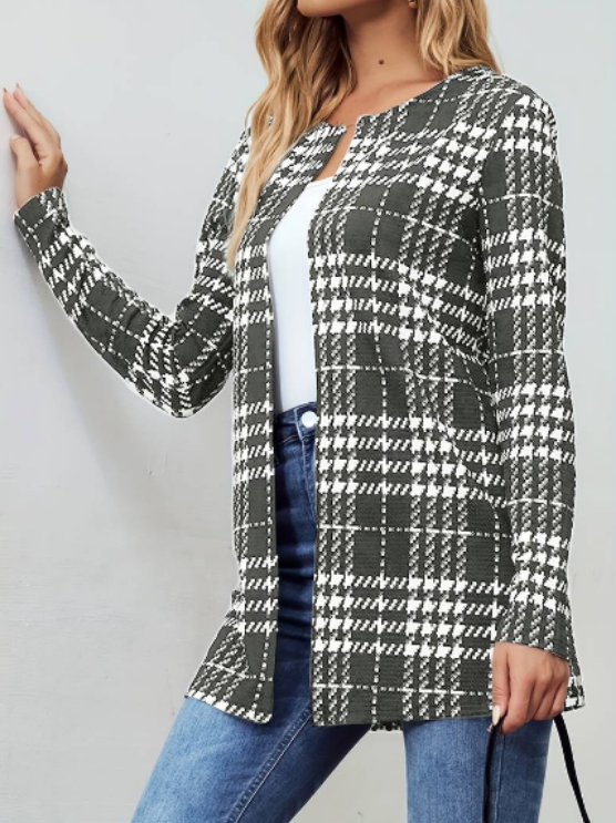 Alina | Women's Stylish Plaid Jacket | Long