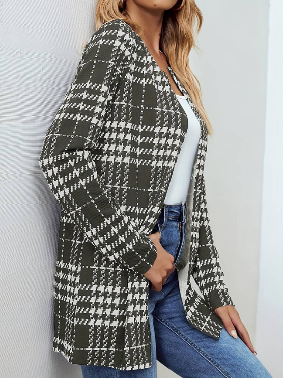 Alina | Women's Stylish Plaid Jacket | Long