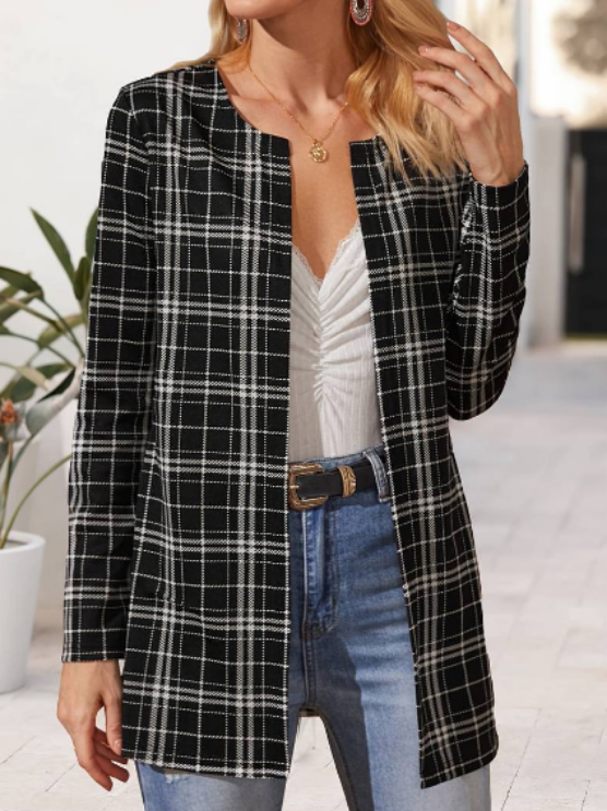 Alina | Women's Stylish Plaid Jacket | Long